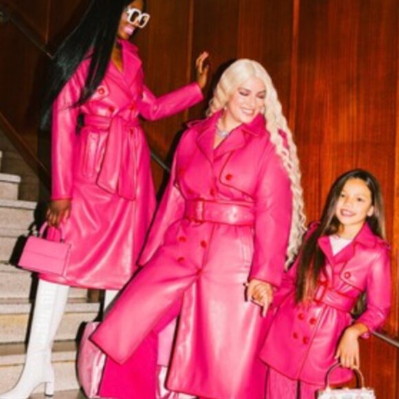 RARE Hilary Macmillan Barbie Hot Pink Trench Coat Size 1X - Picture 2 of 4